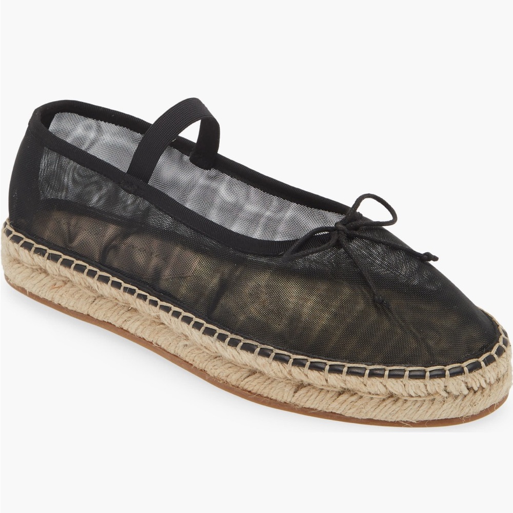 Loeffler Randall Kayla soft Mary Jane Black Espadrille Flats
